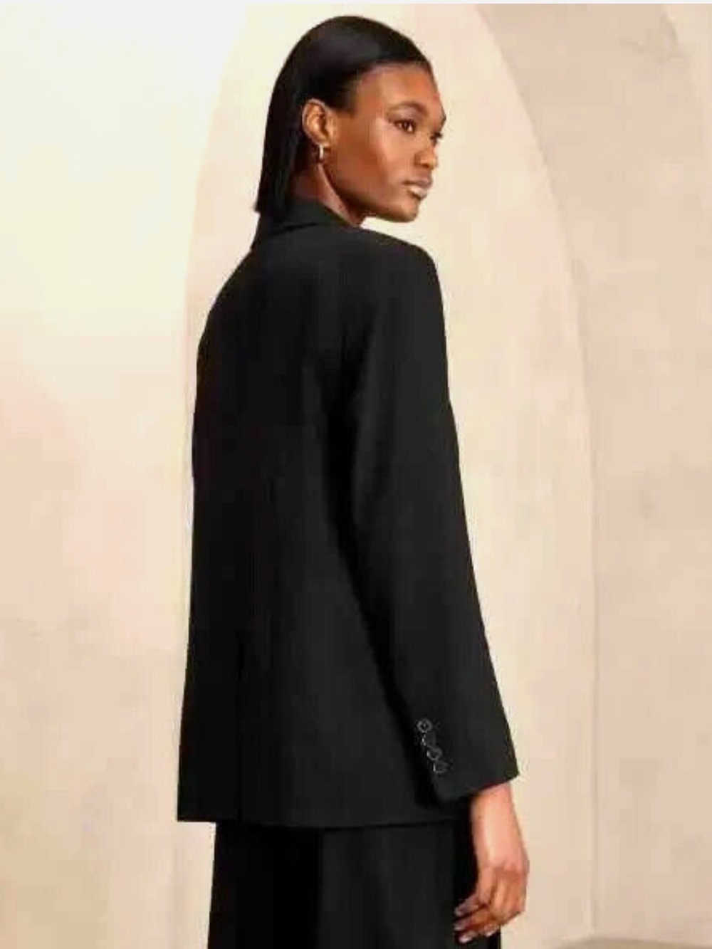 Banana Republic Lena Relaxed Linen Blend Blazer Black Oversized - Picture 2 of 2